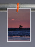 Postkarte: Rettungsturm im Sonnenuntergang (Harlesiel)